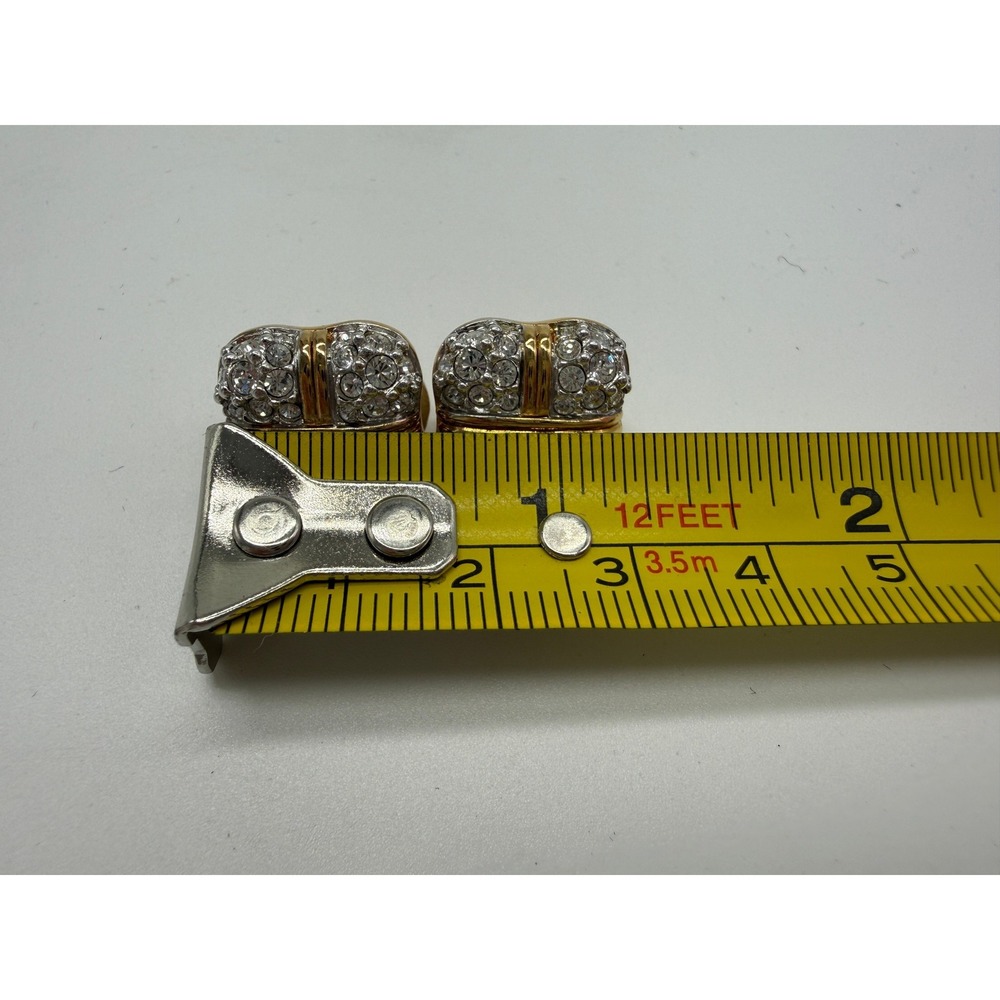 Vintage Swarovski Gold Tone Pave Crystal Clip-On Earrings - Picture 6 of 6